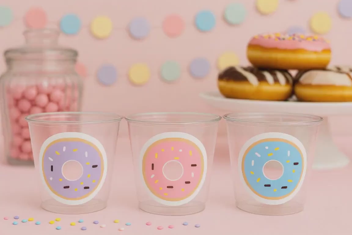 DONUT PARTY CUPS- Donut Birthday Party Donut Grow Up Donut Party Decoration Donut Birthday Decoration Donut First Birthday Donut Baby Shower