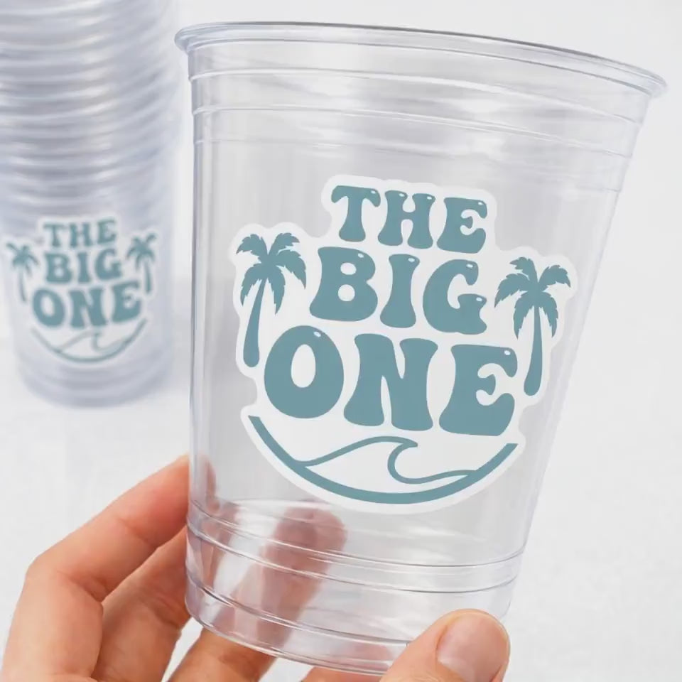 The Big One Party Cups | Beach First Birthday Cups | Surf Birthday Party Decorations | Tropical Birthday Cups | 16oz Party Cups Supplies