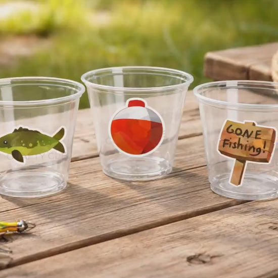 FISHING PARTY CUPS - Gone Fishing Party Fishing Party The Big One Fishing Bobber Decorations Fishing Birthday Fishing First Party Bait Cups