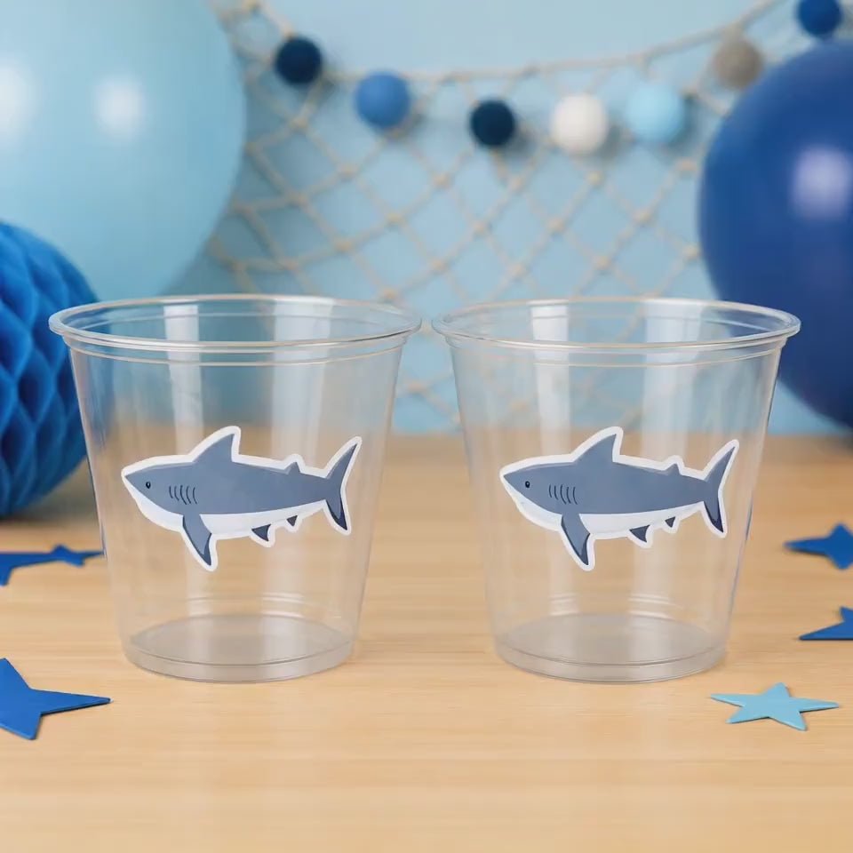 SHARK PARTY CUPS - Shark Treat Cups Shark Birthday Cups Shark Birthday Party Cups Shark Party Favors Shark Party Supplies Shark Decorations