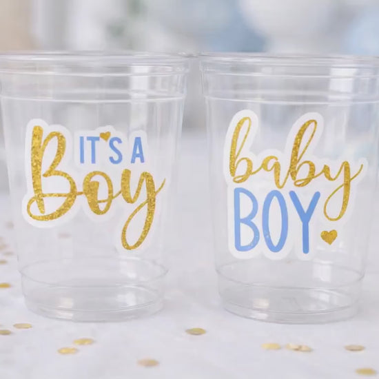 IT'S A BOY PARTY Cups Boy Baby Shower Cups It's A Boy Baby Shower Favor Gender Neutral Baby Shower Favor Baby Boy Favor Cups Blue and Gold