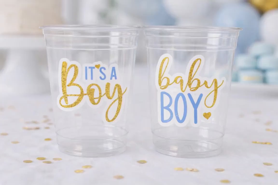 IT'S A BOY PARTY Cups Boy Baby Shower Cups It's A Boy Baby Shower Favor Gender Neutral Baby Shower Favor Baby Boy Favor Cups Blue and Gold