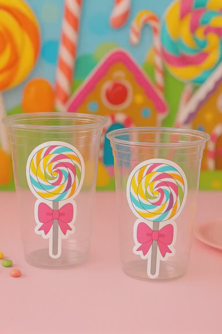 LOLLIPOP PARTY CUPS - Candy Cups Candy Birthday Cups Candy Party Favor Cups Decorations Candy Birthday Favor Party Favors Sweet 16 Party