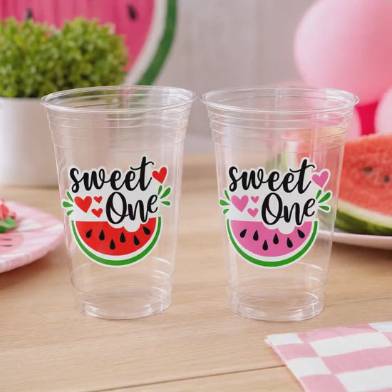 WATERMELON PARTY CUPS - Watermelon Party Favors Watermelon Treat Cups Watermelon Birthday One in a Melon First Birthday 1st Birthday