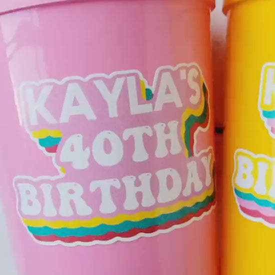 Custom Birthday Party Cups, Personalized Birthday Party Cups, Custom 40th, Custom 30th, Custom 50th, Birthday Favors, Vintage, 1984, 1994