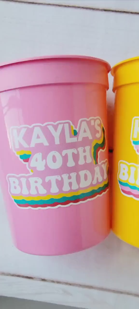 Custom Birthday Party Cups, Personalized Birthday Party Cups, Custom 40th, Custom 30th, Custom 50th, Birthday Favors, Vintage, 1984, 1994