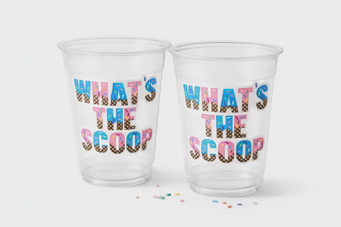 WHAT'S THE SCOOP Ice Cream Cups Ice Cream Gender Reveal Party Ice Cream Baby Shower Pink Blue Ice Cream Baby Shower Ice Cream Party Favors