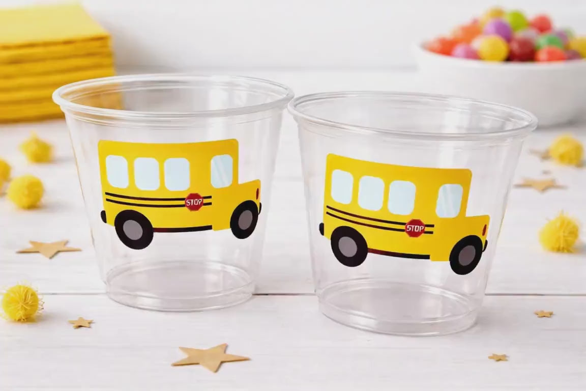 School Bus Party Cups - School Cups School Bus Birthday School Bus Party School Bus Favors Teachers Gift Gift for Teacher Back To School
