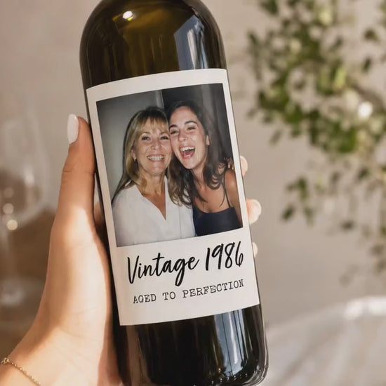 Personalized Wine Bottle Label with Photo | Vintage Year Wine Label | Custom Birthday Gift | Anniversary, Retirement Decor