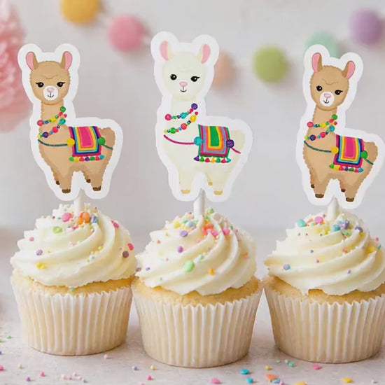 Llama Cupcake Toppers, Llama Cupcake Picks, Llama Birthday, Llama Party, Llama Decorations, Llama Party Supplies