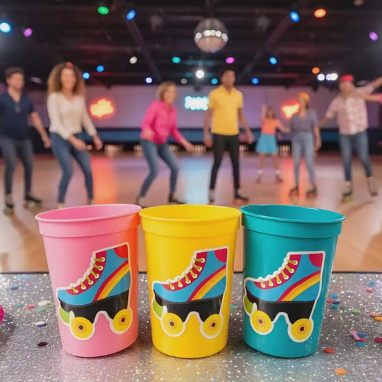 ROLLER SKATE PARTY Cups - Roller Skating Birthday Cups Skate Party Favors Skating Party Cups Roller Skating Birthday 80's Birthday Party