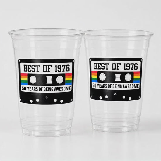 50th BIRTHDAY PARTY CUPS 50th Party Decorations 50th Party Favors 50th Birthday Cassette Tape Cups Best of 1976 Birthday Party Vintage 1976
