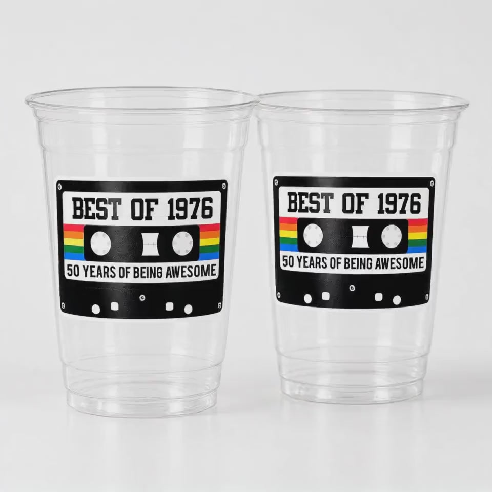 50th BIRTHDAY PARTY CUPS 50th Party Decorations 50th Party Favors 50th Birthday Cassette Tape Cups Best of 1976 Birthday Party Vintage 1976