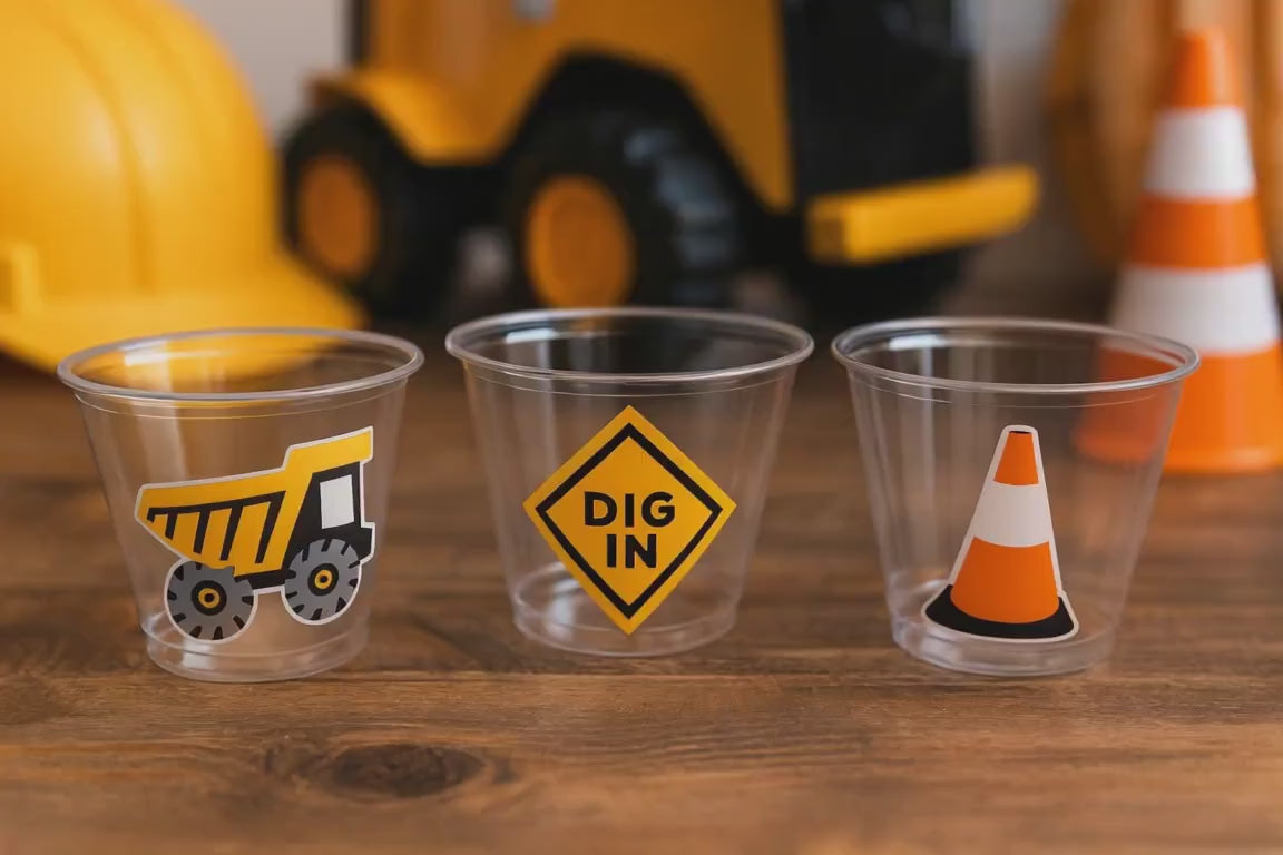 CONSTRUCTION PARTY CUPS - Dump Truck Party Cups Construction Truck Cups Construction Birthday Construction Party Construction Decorations