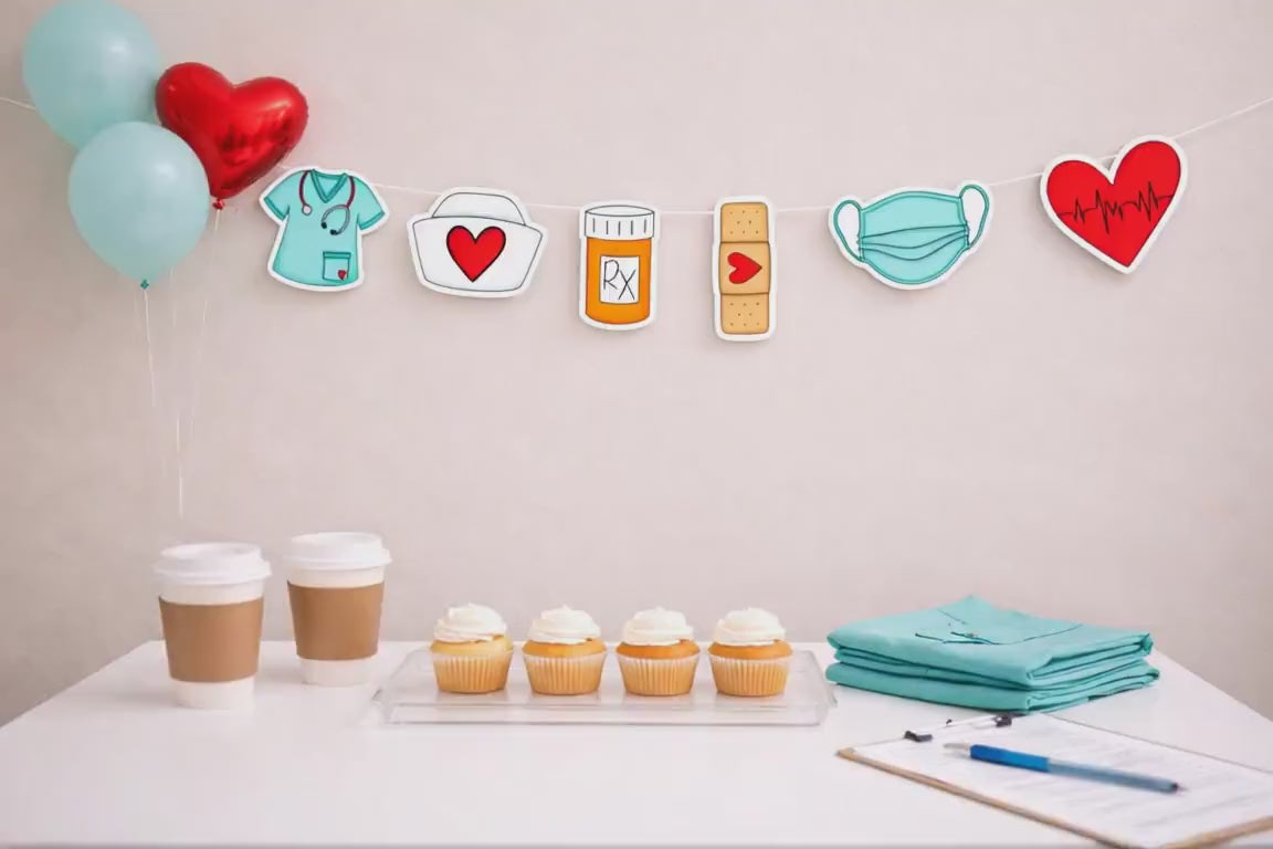 Medicine Garland, Nurse Banner, Nursing Banner, Nurse Garland, Doctor Garland, Doctor Banner, RN Banner, Nurse Graduation, Nurse Party Decor