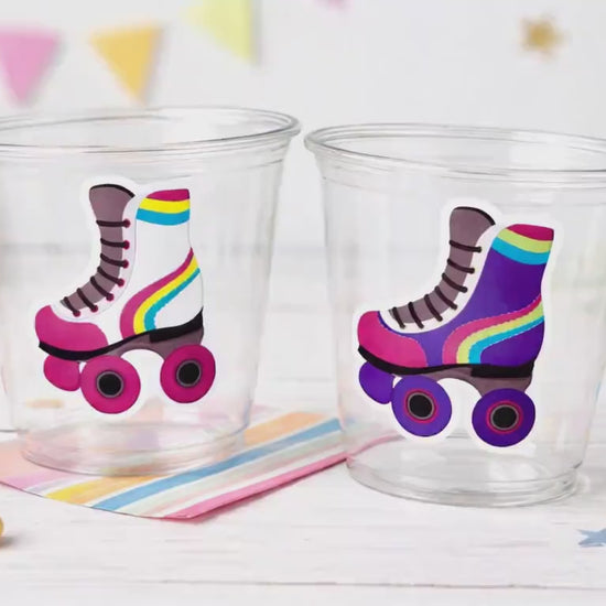 ROLLER SKATE PARTY Cups - Roller Skating Birthday Cups Skate Party Favors Skating Party Cups Roller Skating Birthday 80's Birthday Party