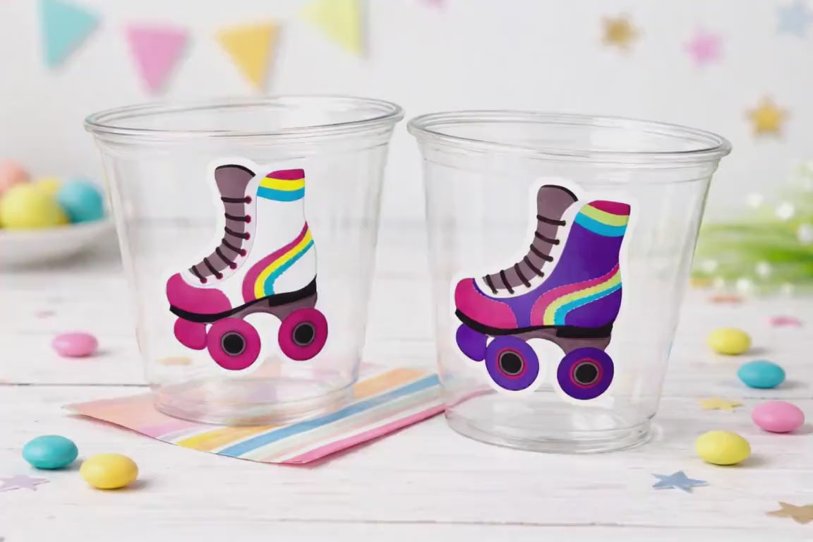 ROLLER SKATE PARTY Cups - Roller Skating Birthday Cups Skate Party Favors Skating Party Cups Roller Skating Birthday 80's Birthday Party