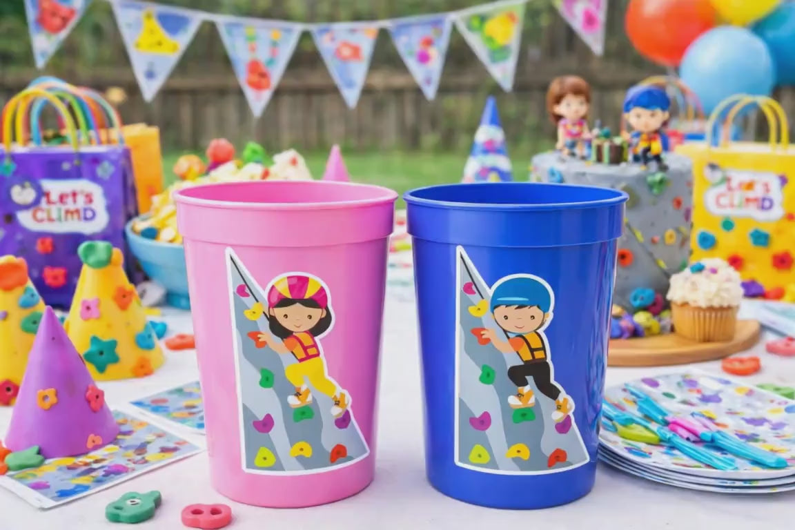 ROCK CLIMBING PARTY Cups -Rock Climbing Birthday Cups Rock Climber Cups Rock Climbing Party Decorations Rock Climb Cups Rock Climbing Favors