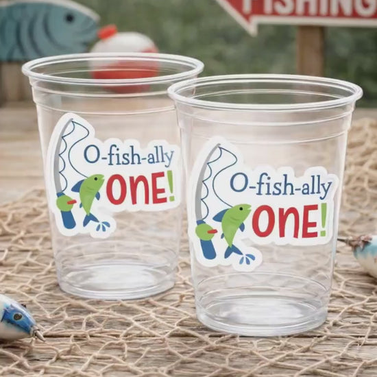 FISHING PARTY CUPS - Fishing Birthday Fishing First Birthday Party Gone Fishing Party The Big One Fishing Bobber Decorations Fish Bait Cups