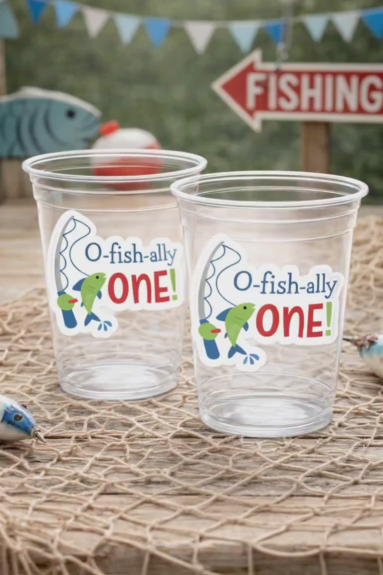 FISHING PARTY CUPS - Fishing Birthday Fishing First Birthday Party Gone Fishing Party The Big One Fishing Bobber Decorations Fish Bait Cups