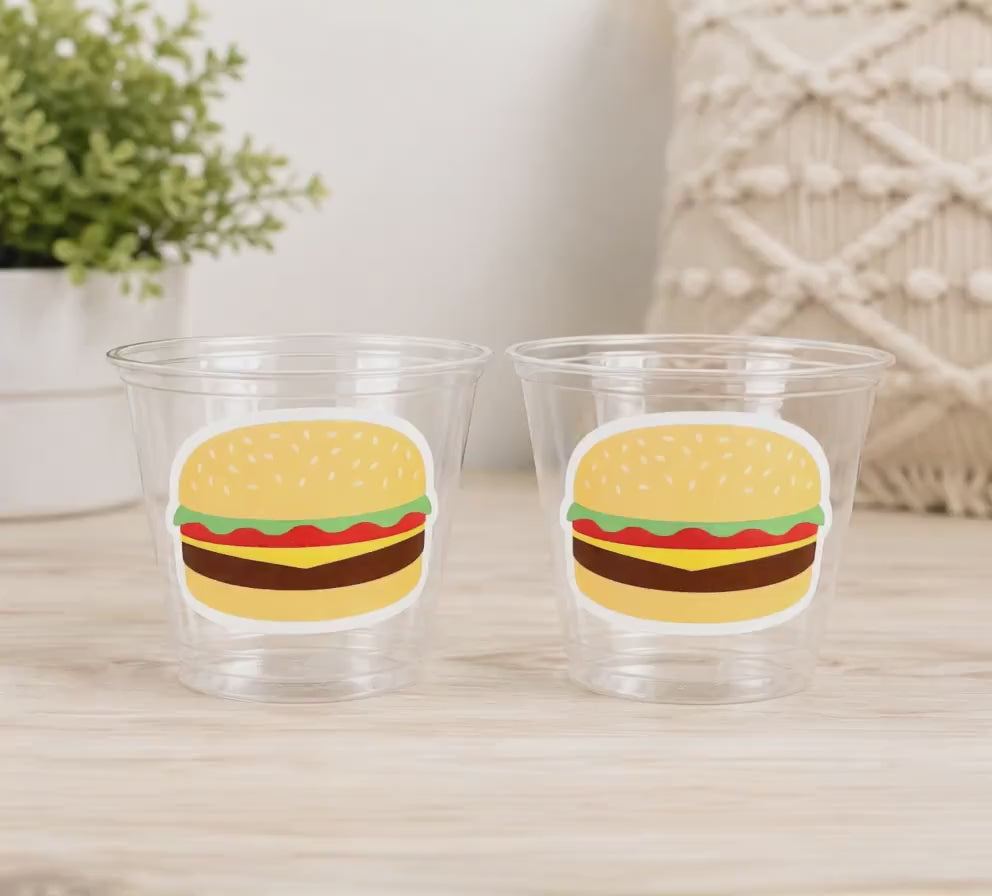 HAMBURGER PARTY Cups - Hamburger Birthday Party Hamburger Party Hamburger Treat Cups Hamburger Birthday Decorations Hamburger Party Favors