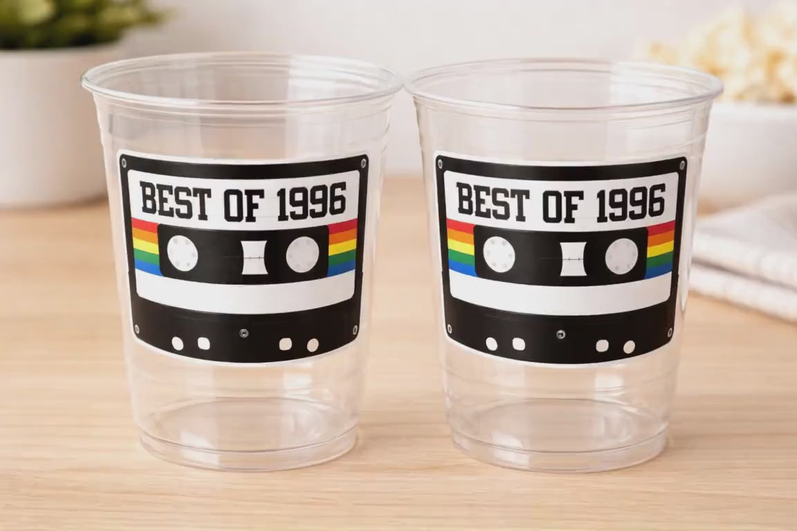 30th PARTY CUPS 30th Birthday Decoration 30th Party Favors 30th Party 30th Birthday Cassette Tape Party Best of 1996 Birthday Vintage 1996
