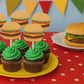 Hamburger Cupcake Toppers, Barbecue Cupcake, Fast Food Cupcake Toppers, Cook Out Cupcake Toppers, Cheeseburger cupcake toppers, Burger Party
