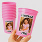 Custom Reusable Photo Cups, Personalized Birthday Cups, Vintage Est. Year with Name & Text, 16th 21st 30th 40th 50th 60th 70th, Party Favors