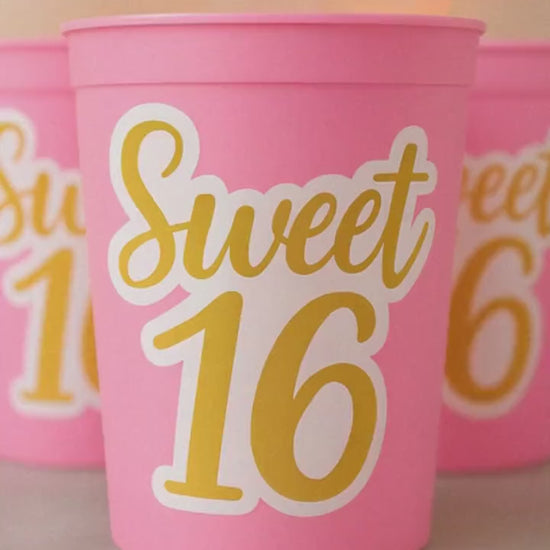 SWEET 16 PARTY Cups - Reuseable Sweet Sixteen Party Cups Sweet 16 Party Cups Sweet 16 Party Favors Sweet 16 Party Favors 16th Birthday Party