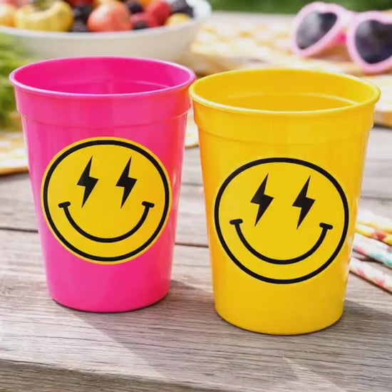 Happy FACE CUPS - One Happy Girl 1st Birthday Happy Happy Face First Birthday Happy Happy Face Cups Happy Face Favors Happy Face