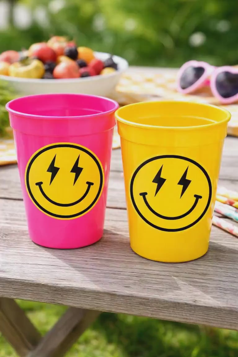 Happy FACE CUPS - One Happy Girl 1st Birthday Happy Happy Face First Birthday Happy Happy Face Cups Happy Face Favors Happy Face