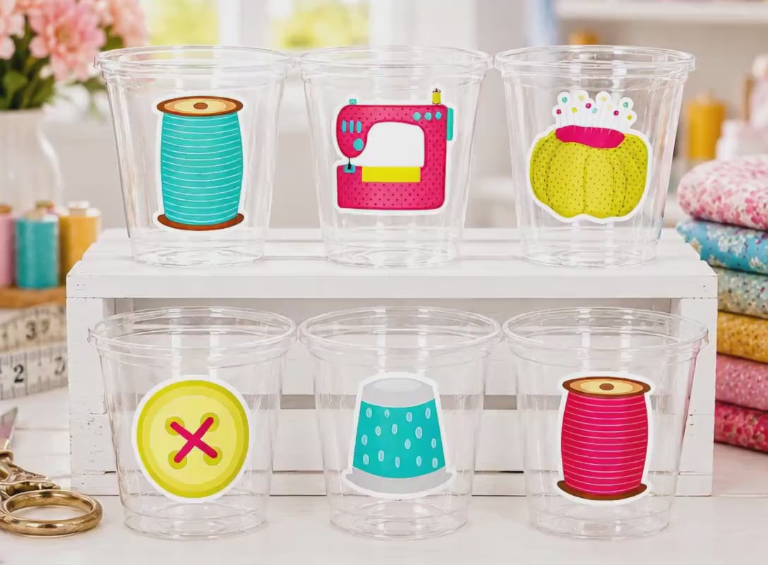 SEWING PARTY CUPS - Sewing Cups Sewing Party Cups Sewing Birthday Cups Sewing Party Favors Sewing Cups Sewing Sewer Sew Party Decorations