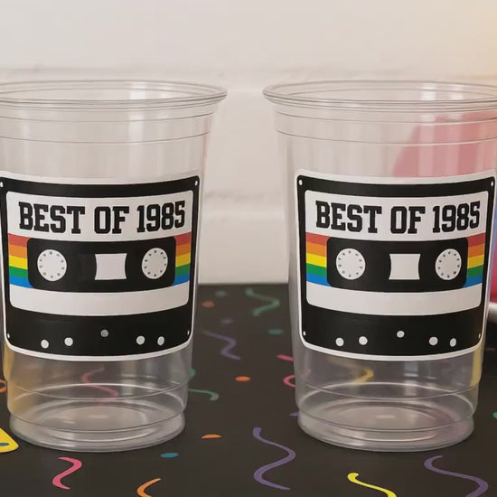 40th PARTY CUPS 40th Birthday Decoration 40th Party Favors 40th Party 40th Birthday Cassette Tape Party Best of 1985 Birthday Vintage 1985
