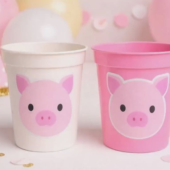FARM ANIMAL CUPS - Cow party cups Pig party cups Pig Party cups Farm Birthday Farm Decorations Farm Party Farm animal favors Farm cups