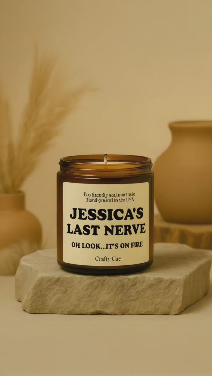 Personalized Last Nerve Scented Soy Candle, Custom Name Candle, Custom Candle Gift, Funny Candle, Funny Gift for her him, Coworker, Employee