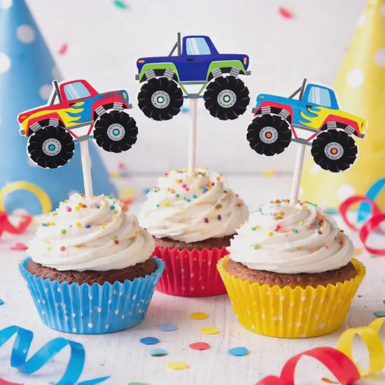 Monster Truck Cupcake Toppers, Monster Truck Party Decorations, Monster Truck Cake Toppers, Monster Truck Birthday