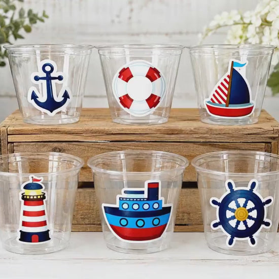 NAUTICAL PARTY CUPS - Nautical Cups Nautical Birthday Nautical Party Nautical Party Favors Nautical Baby Shower Anchor Party Cups Anchor Cup
