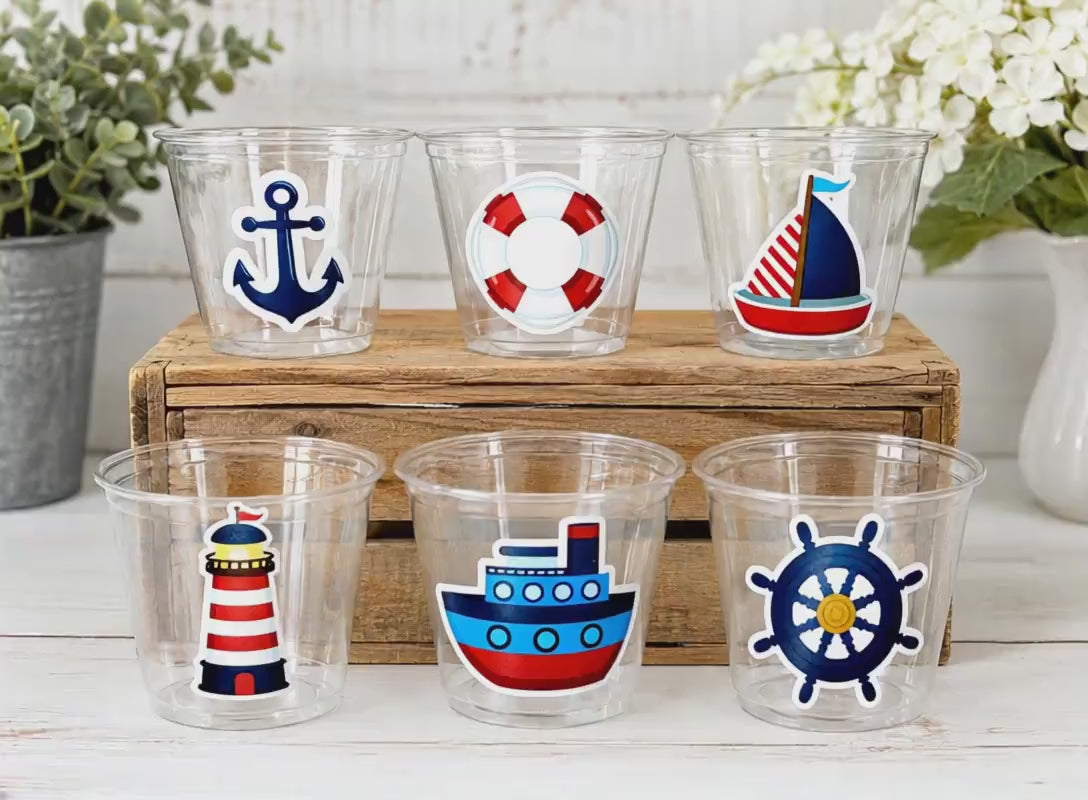 NAUTICAL PARTY CUPS - Nautical Cups Nautical Birthday Nautical Party Nautical Party Favors Nautical Baby Shower Anchor Party Cups Anchor Cup