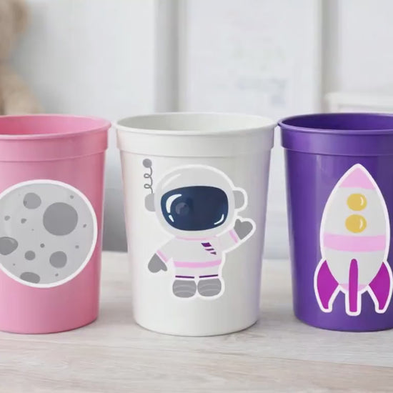 Girl Space Party Cups Galaxy Party Cups Space Birthday Cup Outer Space Birthday Rocket Party Planet Party Astronaut Birthday Party Space Cup