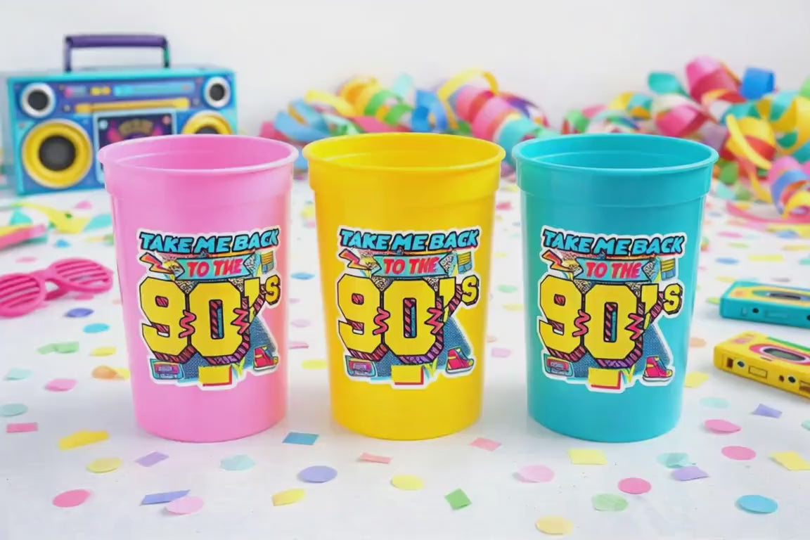 I Love the 90'S PARTY CUPS - 90's Birthday Cups 90's Party Cups 90's Decorations 90's Birthday Party 90's Birthday Party Decorations 90s