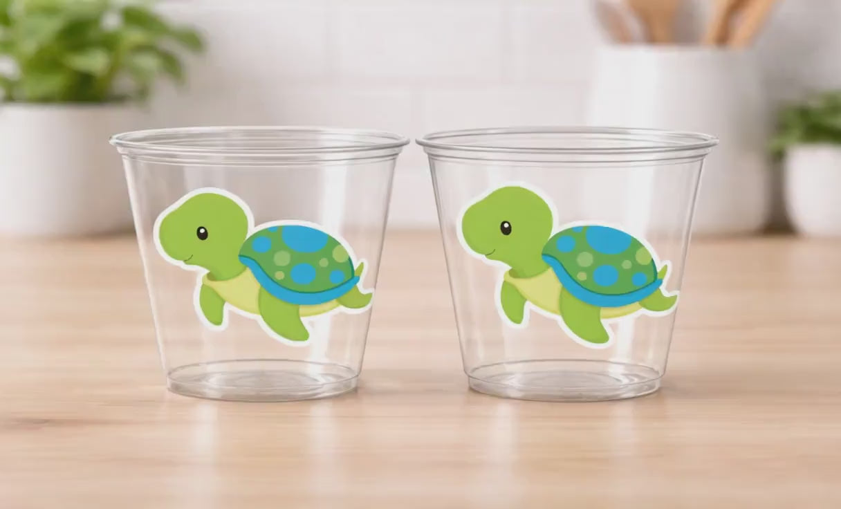 TURTLE PARTY CUPS - Turtle Cups Turtle Decorations Turtle Birthday Turtle Party Turtle Party Favors Turtle Baby Shower Baby Sprinkle