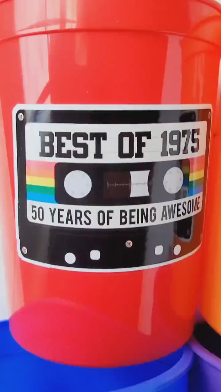 50th PARTY CUPS 50th Birthday Decoration 50th Party Favors 50th Party 50th Birthday Cassette Tape Party Best of 1975 Birthday Vintage 1975