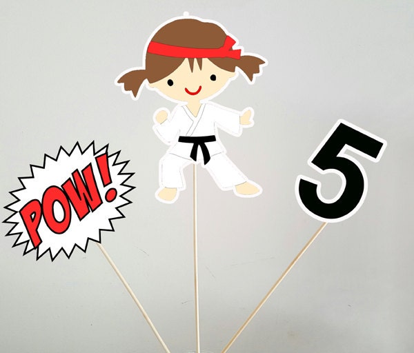Karate Cupcake Toppers, Karate Kid Cupcake Toppers, Karate Girls