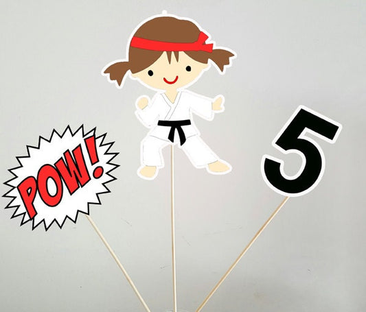 Karate Cupcake Toppers, Karate Kid Cupcake Toppers, Karate Girls