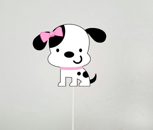 Girl Puppy Dog Cupcake Toppers, Girl Dog, Girl Dalmatian Cupcake Toppers