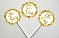 Oh Boy Cupcake Toppers, Baby Shower Cupcake Toppers