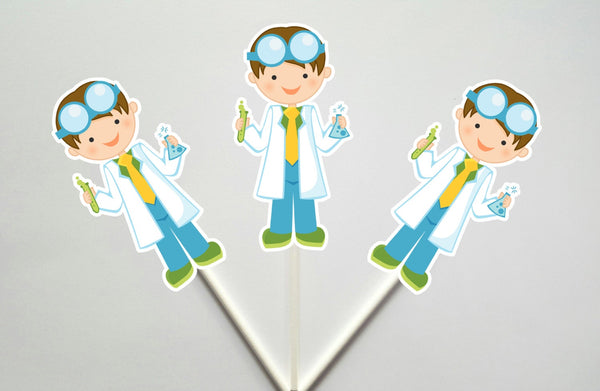 Mad Scientist Cupcake Toppers, Mad Scientist Birthday, Science Boys Cupcake Toppers