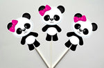 Panda Bear Cupcake Toppers, Girl Panda Cupcake Toppers (91517133A)