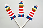 Lighthouse Cupcake Toppers, Nautical Cupcake Toppers