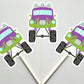 Monster Truck Cupcake Toppers, Purple and Green Monster Truck